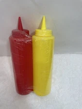 Ketchup and Mustard BPA Free Food Prep Plastic Squeeze Bottles Set