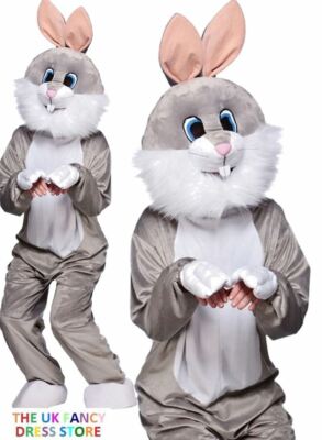 Graues HASE DELUXE MASKOTTCHEN Kostüm Erwachsene Plüsch Käfer Häschen Ostern