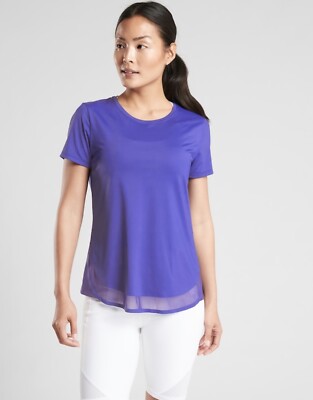 ATHLETA New Womens Sz XXS 2XS Paradise Blue Short Sleeve UPF 50+ Cadence Tee Top