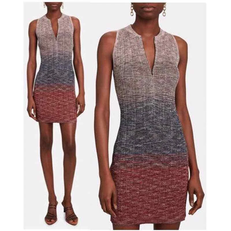 NWT Missoni Ombr Sleeveless Front Zip Knit Mini Dress Size 42 NEW