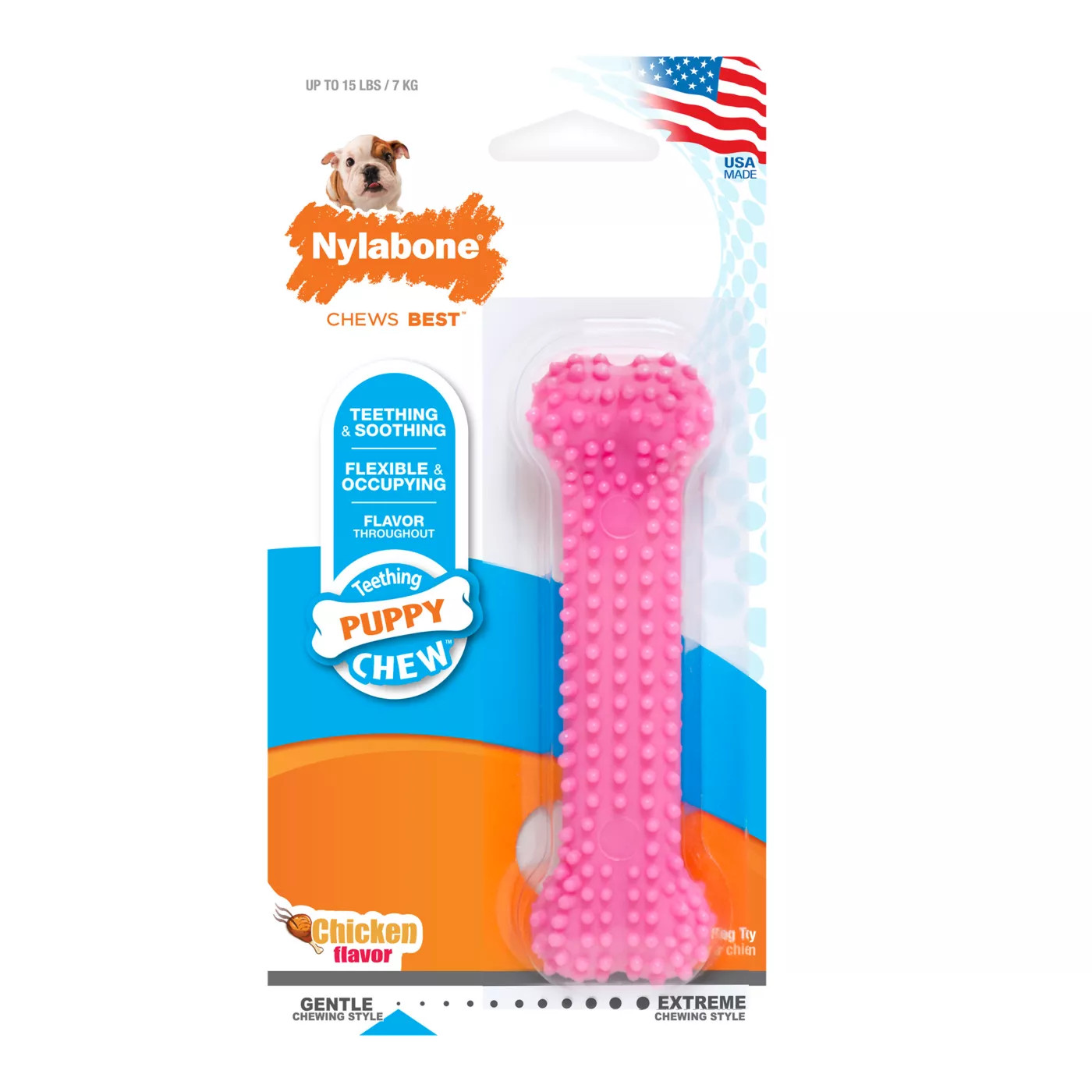 Nylabone Just For Puppies Petite Pink Dental Bone Chew Toys