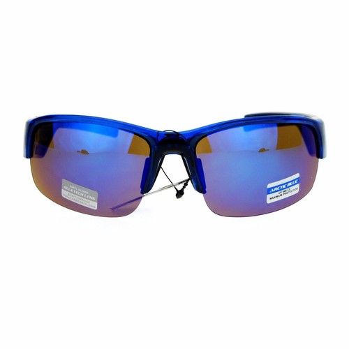 Arctic Blue Mens Sunglasses BlueTech Anti-Glare Lens Half Rim Wrap Around - Picture 10 of 20