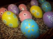 NEW SET 12 BRITES 2" DECORATED EASTER EGG FILLERS TABLE DECOR SITTERS SCATTERS