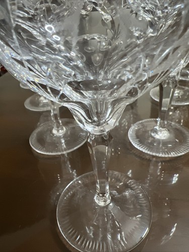 10 Cut Crystal Wine Glasses 24% Lead crystal 6 3/4”x 3 3/4”- Beautiful Antique - Picture 2 of 17