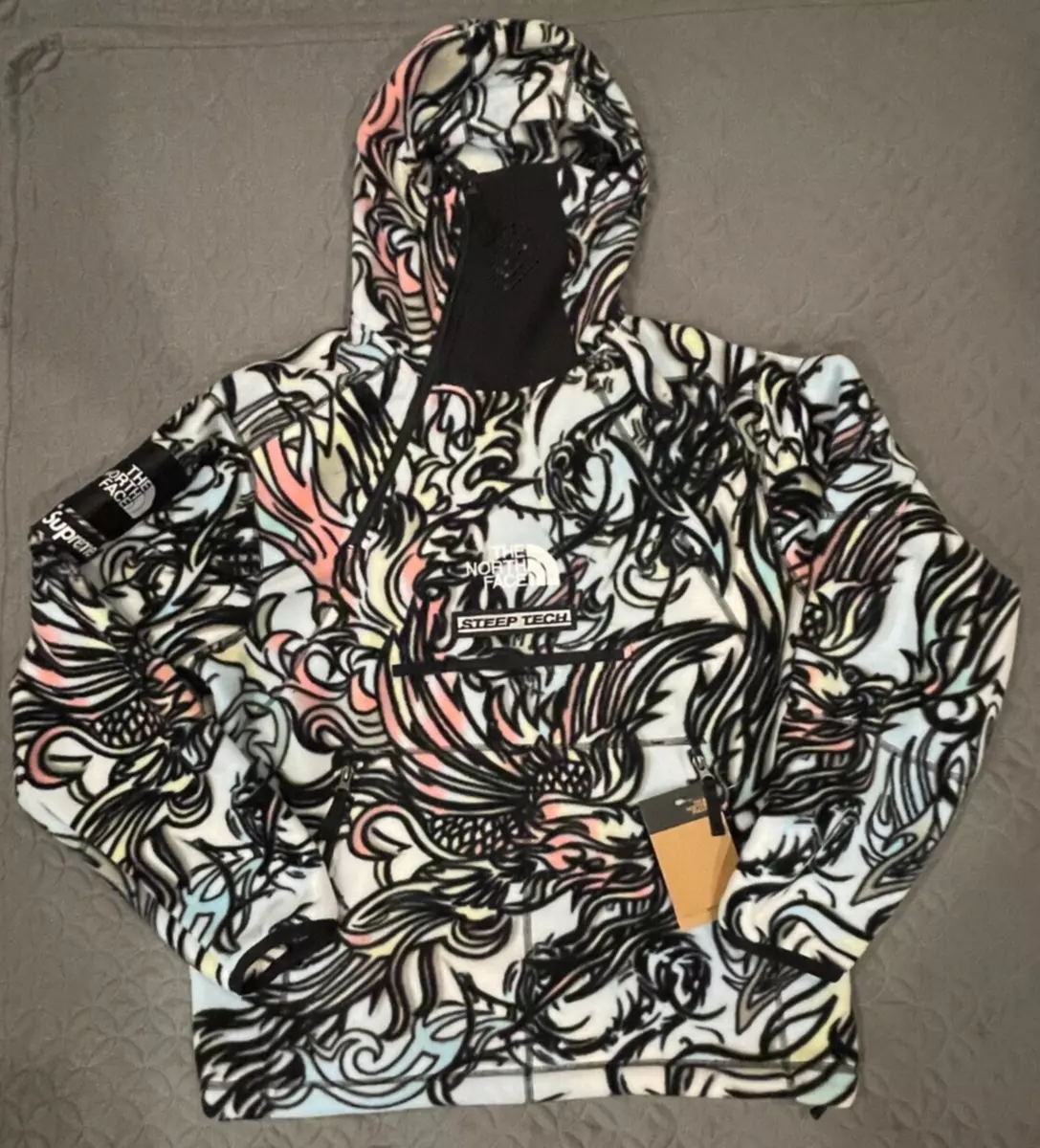 NWT Supreme x The North Face steep tech pullover Multi Dragon FW22 SM AUTHENTIC