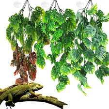 Fake Plant Reptile Tank Hanging Plants with Suction Cup 3Pcs Leaves Vines for Re