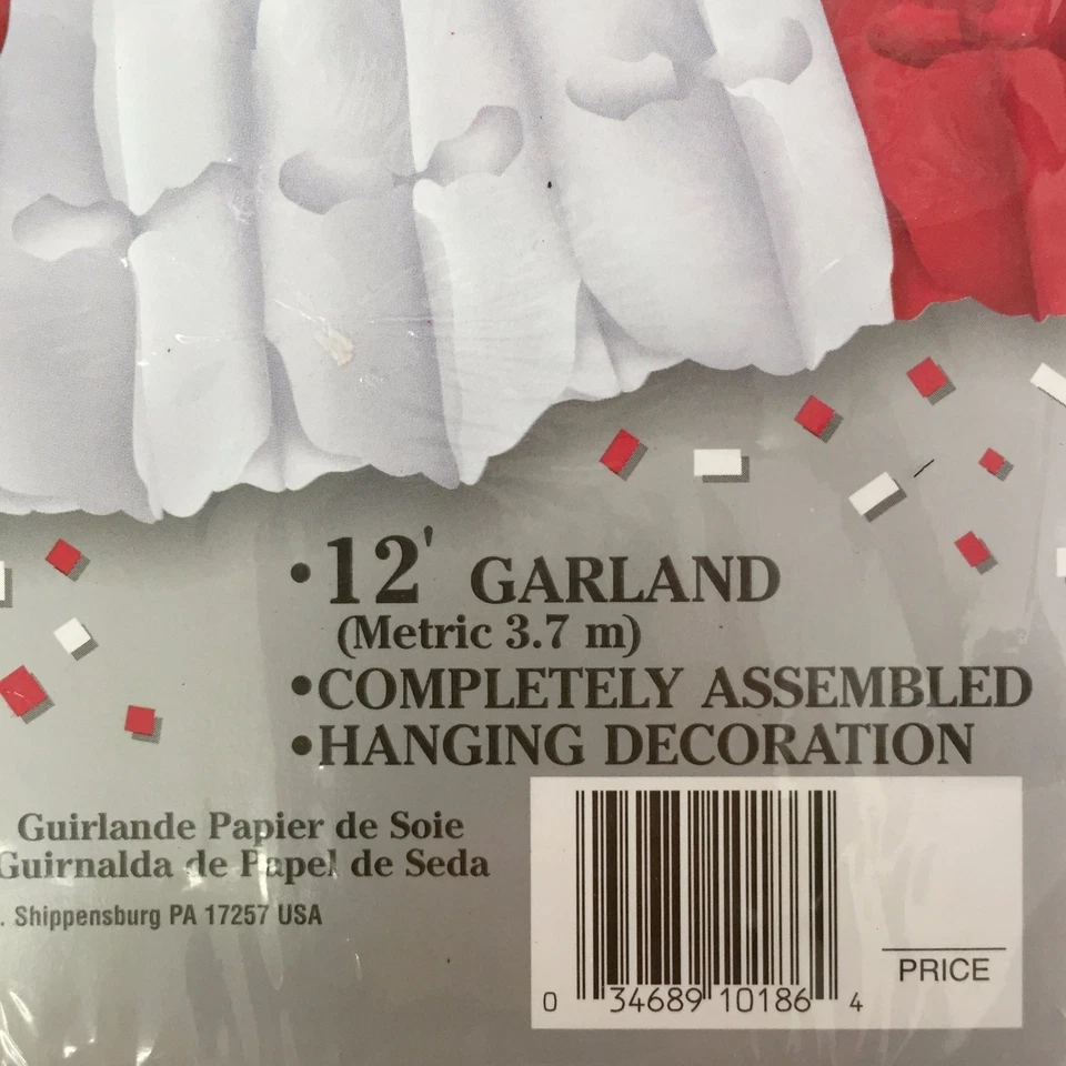 Guirnalda de hojas Beistle de 12 pies roja y blanca para decoración de pañuelos artísticos de San Valentín nueva en paquete Foto 3 de 3