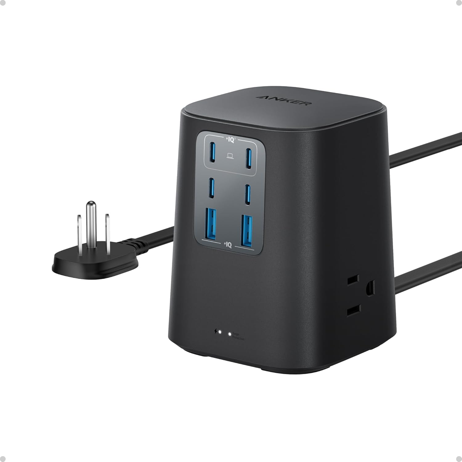 9-in-1 Charging Station with Surge Protection, USB-C, USB Ports & AC Outlets-image