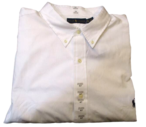 GENUINE POLO RALPH LAUREN SIZE TALL 4X 4XLT WHITE 100% COTTON SHIRT OXFORD  NWT 190328600157 | eBay
