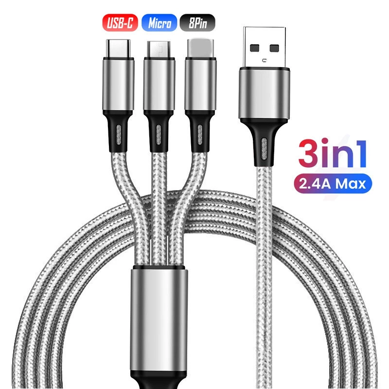 3 in 1 Fast USB Charging Cable Universal Multi Function Cell Phone Charger Cord - Image 4 of 4