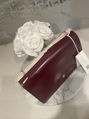 TORY BURCH バーガンディ エナメルレザー ショルダーバッグ Tory Burch Emerson Patent Flap Adjustable Shoulder Bag | eBay