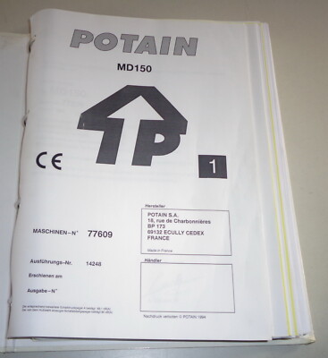 Operating Manual / Handbook Potain Crane MD 150 Year 1994-1996