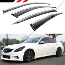 CLIP-ON TYPE SMOKE WINDOW VISOR W/ CHROME TRIM FOR 07-15 INFINITI G35 G37 SEDAN