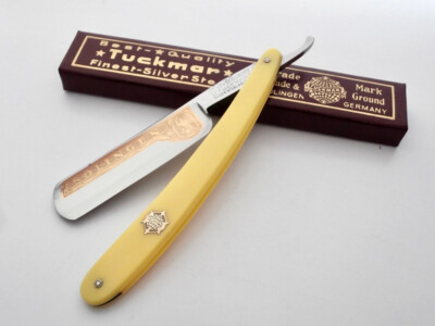 Rasiermesser TUCKMAR 6/8'' Vintage Straight Razor #555 Yellow Solingen, ANSEHN !