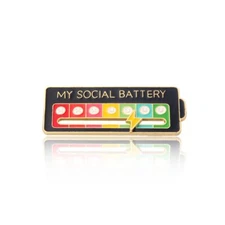 My Social Battery by Emojis Enamel Pin | Express Your Mood with a Lightning S...