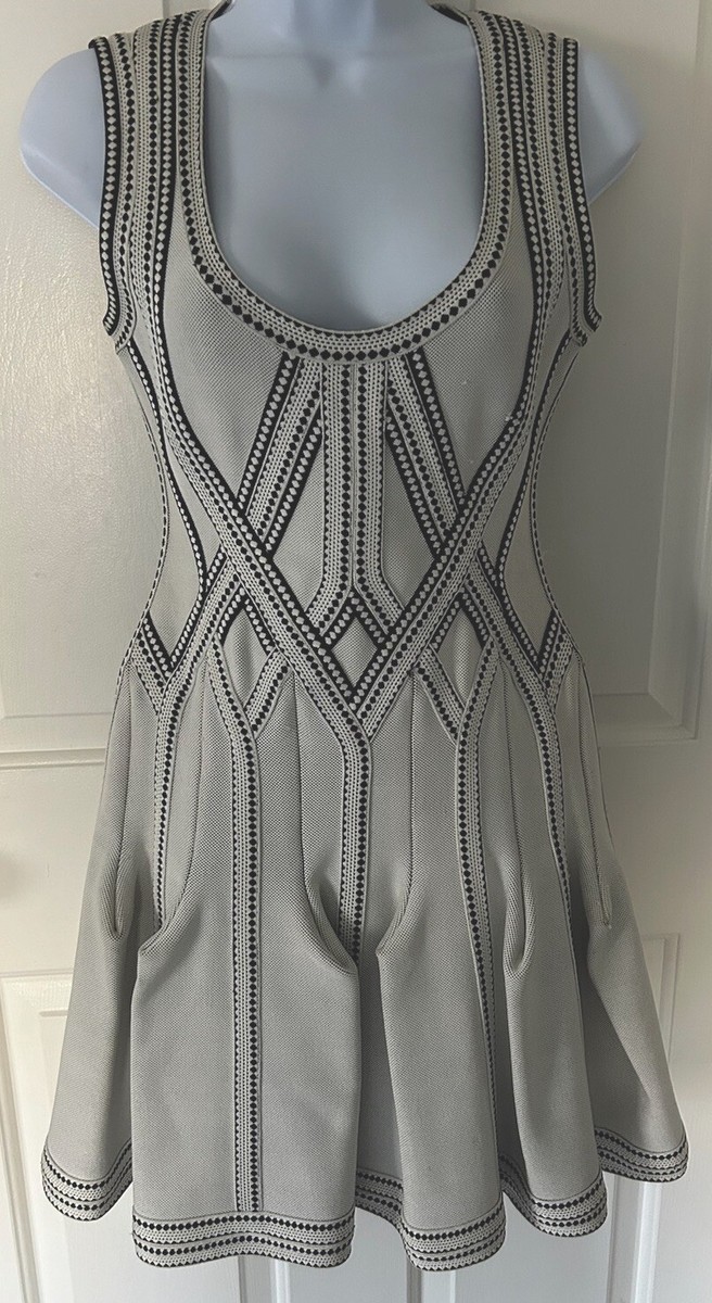 Authentic $1900 Herve Leger Eliana Godet-pleated cocktail dress Sz Sm