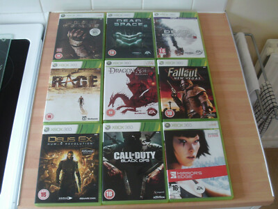 dead space 1,2+3&mirrors edge&black ops&rage&dragon age&fallout new vegas&deusex
