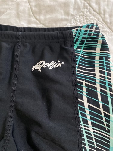Boys Dolfin Spliced Jammer Swim Shorts, Size 22, Black / Aqua / White - Picture 2 of 5