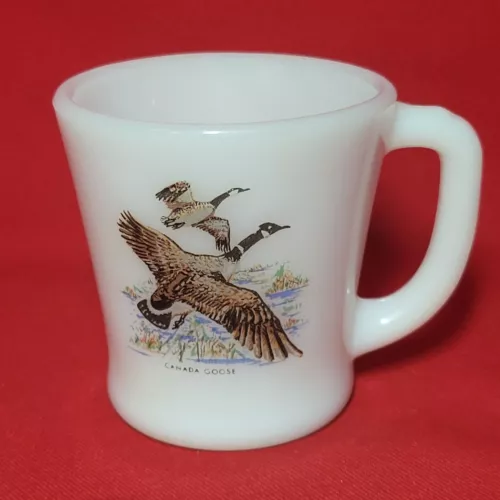 Vintage Fire King Oven Ware Rooster Pheasant Milk Glass Mug Cup Made In USA