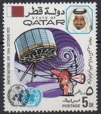 Qatar 1972 ** Mi.524 WMO Weather Satellite Map UN Day