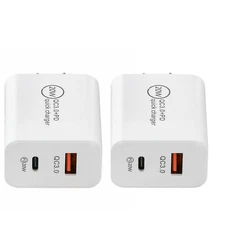 PD 20W USB-C Dual Port Adapter Wall Charger For iPhone 11 12 13 Pro Max SAMSUNG