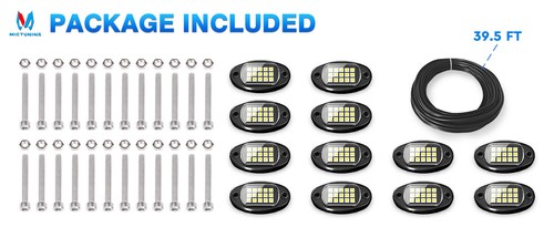 12 Pods Pure White LED Rock Lights Super Bright White Underglow Light Waterproof - Bild 2 von 9