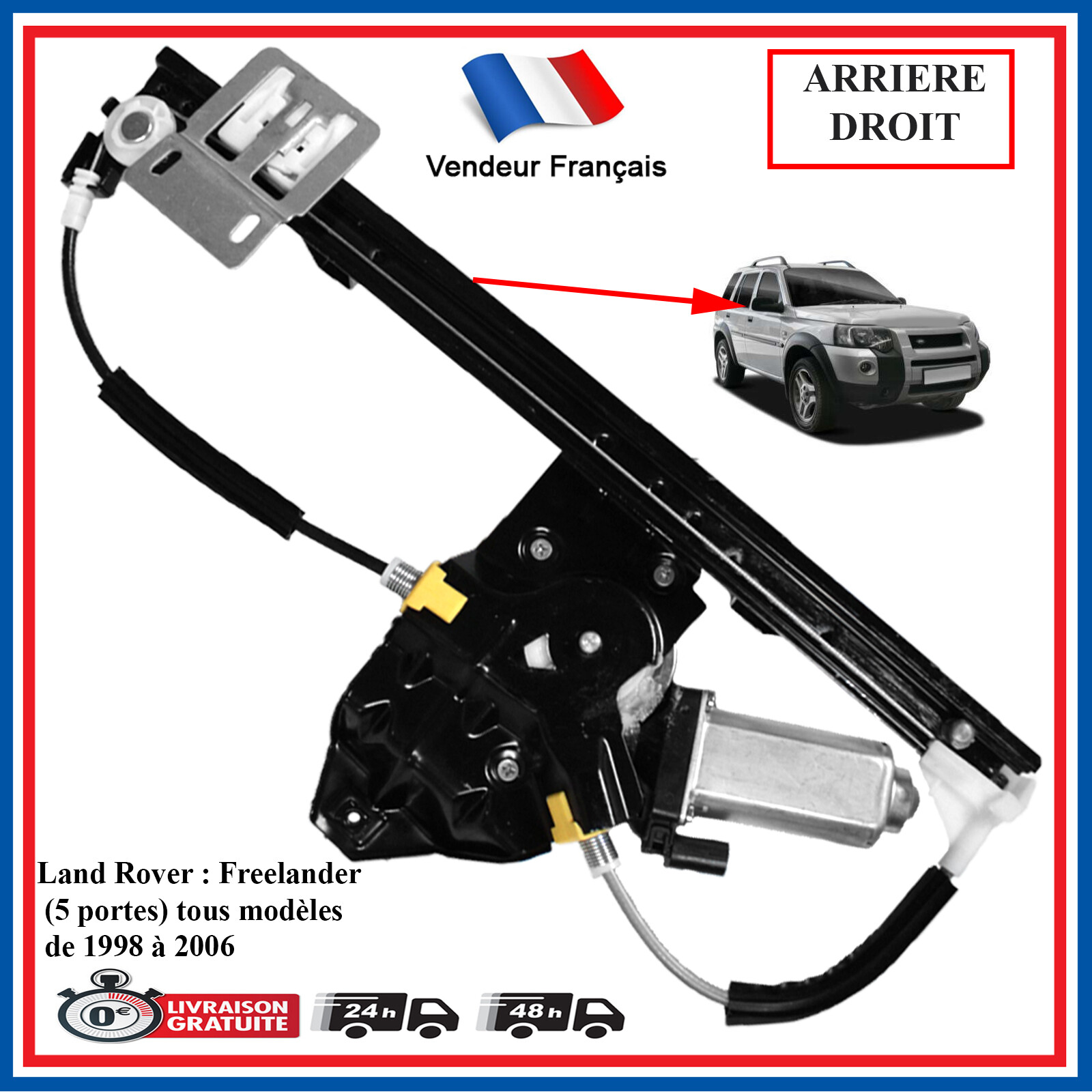 Mecanisme avec moteur electrique arriere droit Freelander CVH101202 haute precision