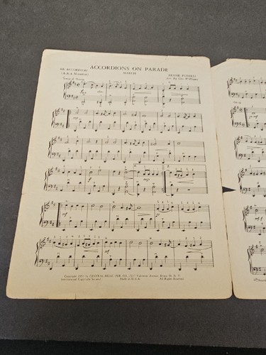 ACCORDIONS ON PARADE MARCH BY FRANK PURNELL PIANO MUSIC SHEET ORIGINAL 1953 - Picture 4 of 8