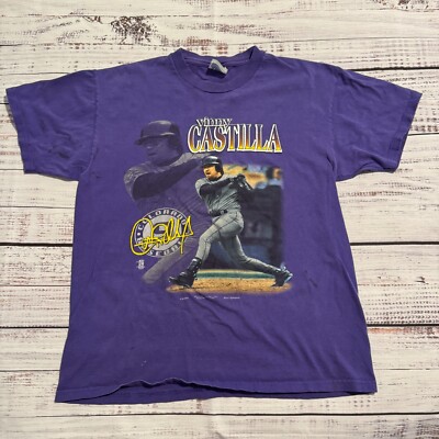 Vintage Colorado Rockies MLB Shirt Vinny Castilla by Hanes Heavyweight Men's L