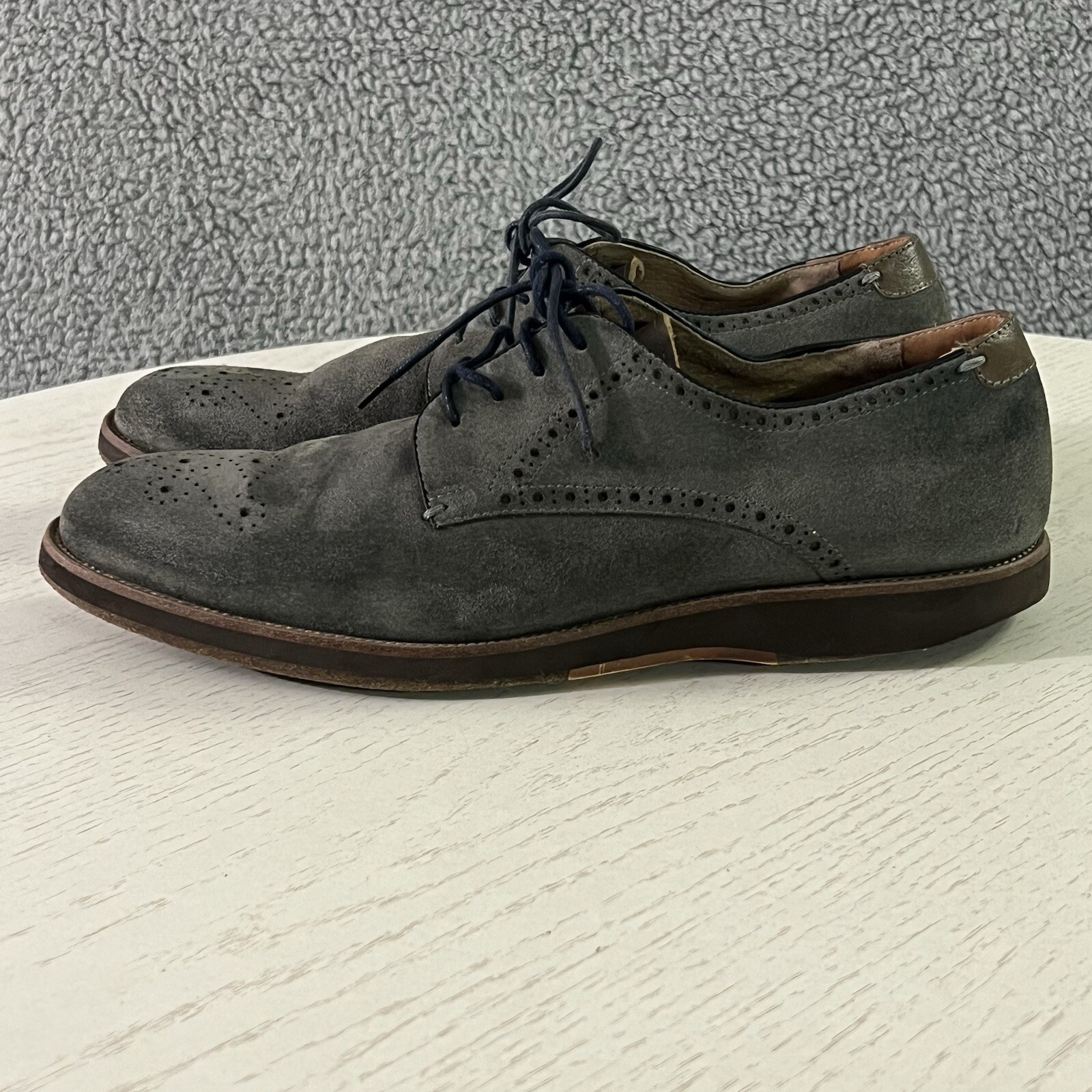 SAOLA Scarpe Robert Graham uomo 10 5 grigio scamosciato brogue punta alare stringate abito derby LEGGI
