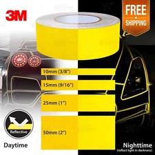 3/8" 9/16" 1" 2" Waterproof REFLECTIVE Self-Adhesive 3M Vinyl Tape Decal YELLOW