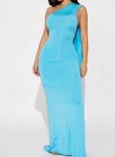 Fashion Nova Light Blue Slit Maxi Dress Sz Small
