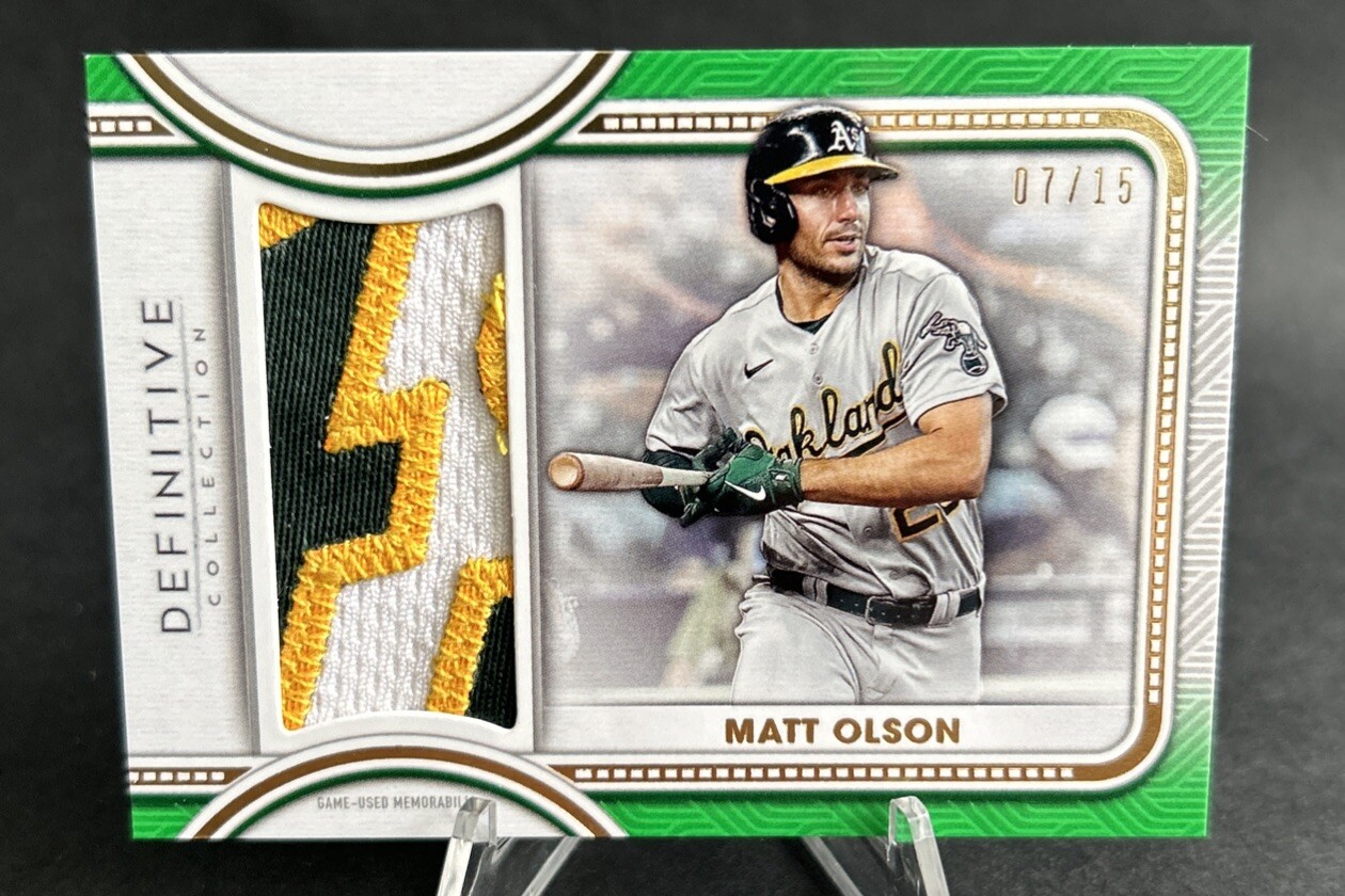 Matt Olson 2022 Topps Definitive GREEN JUMBO RELIC /15 Athletics (#DJR-MO)