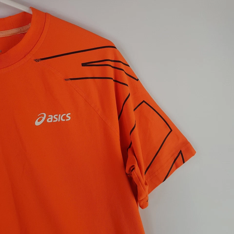 Camisa ASICS Motion Dry Para Hombre Talla M Naranja Neón Ropa Activa Elastizada Logo Camiseta Foto 4 de 4
