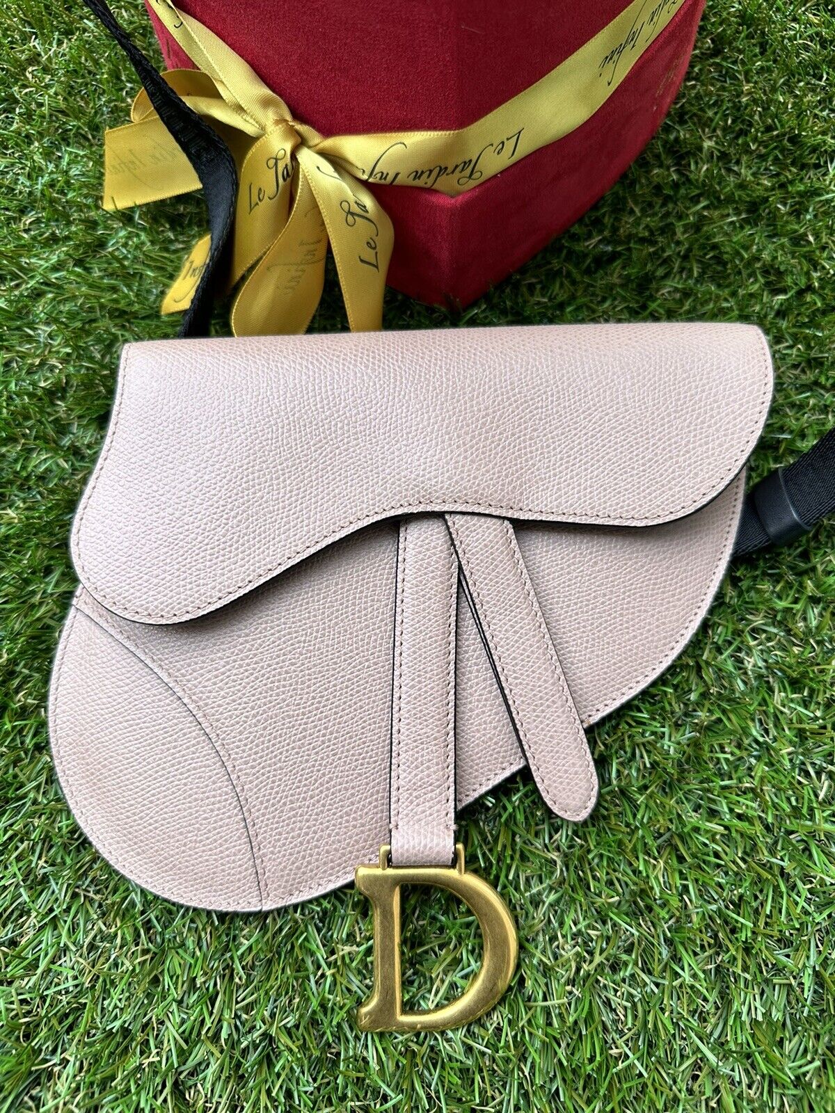 Saddle Bag with Strap Blush Grained Calfskin