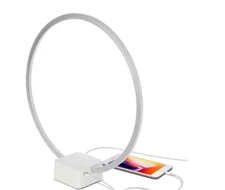 Brightech Circle 15" White  Integrated LED Arched/Arc Table Lamp w/3-Way Dimmer