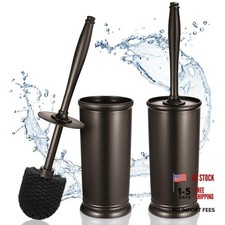 Toilet Bowl Brush Holder Set: Modern Deep Cleaning Bathroom 2 Pack Bronze