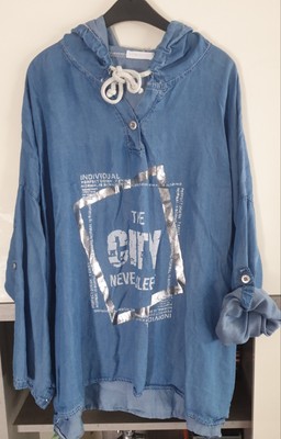 Blusenshirt  mit  Kapuze  Damen  Gr. 44 / 46  von Tredy 