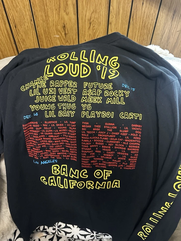 Black Rolling Loud NYC 2019 Longsleeve Lineup T-Shirt Men’s size X LARGE - Image 3 of 4