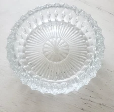 Clear Faceted Glass Ashtray Cigar made in Italy Ornate Starburst Vtg 7.25"