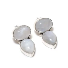 Rainbow Moonstone Gemstones Handmade 925 Sterling Silver Women Jewelry Earring