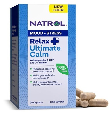 Natrol Relax+ Ultimate Calm 30 Capsules Stress + Support Dietary Supplement