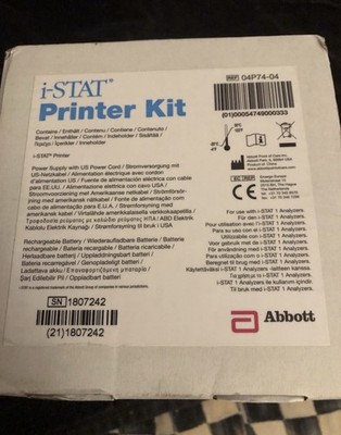 Abbott, i-STAT Printer Kit, 04P74-04 04P74-03; Rechargeable Battery 