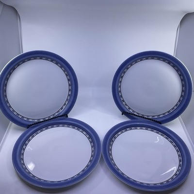 Dansk  Bistro Cafe  Belgian Blue Porcelain Dinner Plates 10 1/4''  Set Of 4