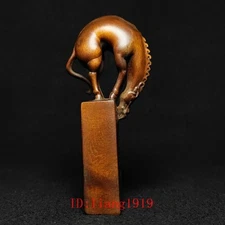 4 Inch Japanese boxwood hand carved horse statue old desk Decoration collectable