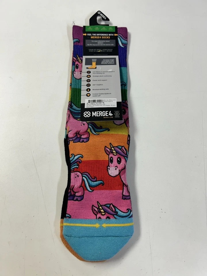 NWT Merge4 Pride Unicorn Classic Crew Long Socks Size Medium Mens Womens LGBTQ+ - Image 4 of 4