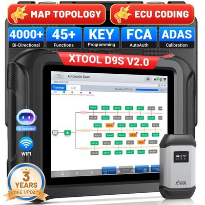 2026 XTOOL D9S V2.0 Diagnostic Tool Coding Bi-directional OBD2 Scanner 45+ Reset