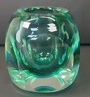 1960s Murano Italy Green Blue Sommerso Art Glass Bud Vase by Flavio Poli