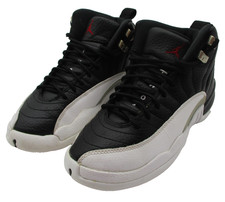 Air Jordan 12 Retro Playoffs Shoes Youth 5.5Y Black White Sneakers 153265-006
