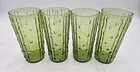 Set 4 Vintage Anchor Hocking Tahiti Bamboo Avocado Green Drinking Glasses 6.75”